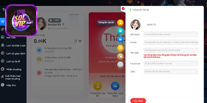 Quyền lợi dành do người chơi tại SOCVIP