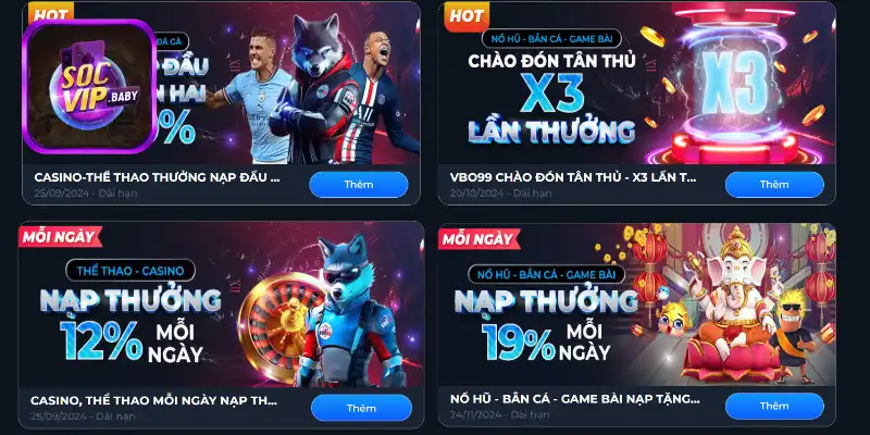 Các hình thức khuyến mãi cơ bản tại SOCVIP