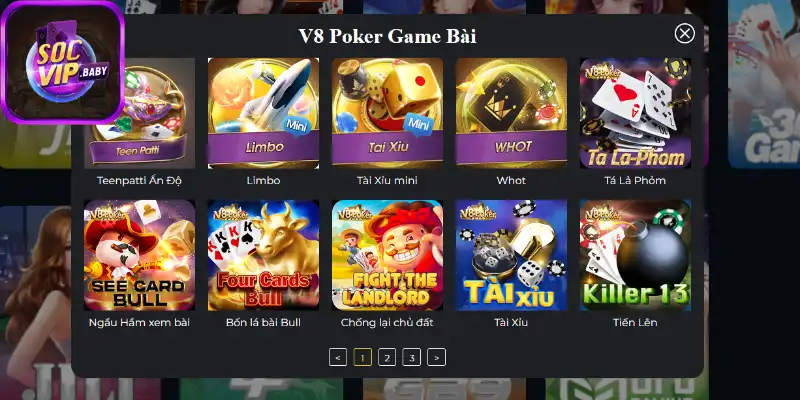 Hệ thống trò chơi bài đặc sắc tại SOCVIP