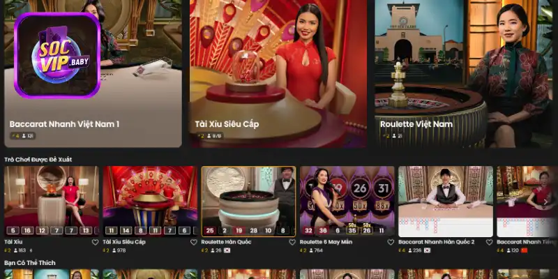Những tựa game casino online hot nhất của SOCVIP